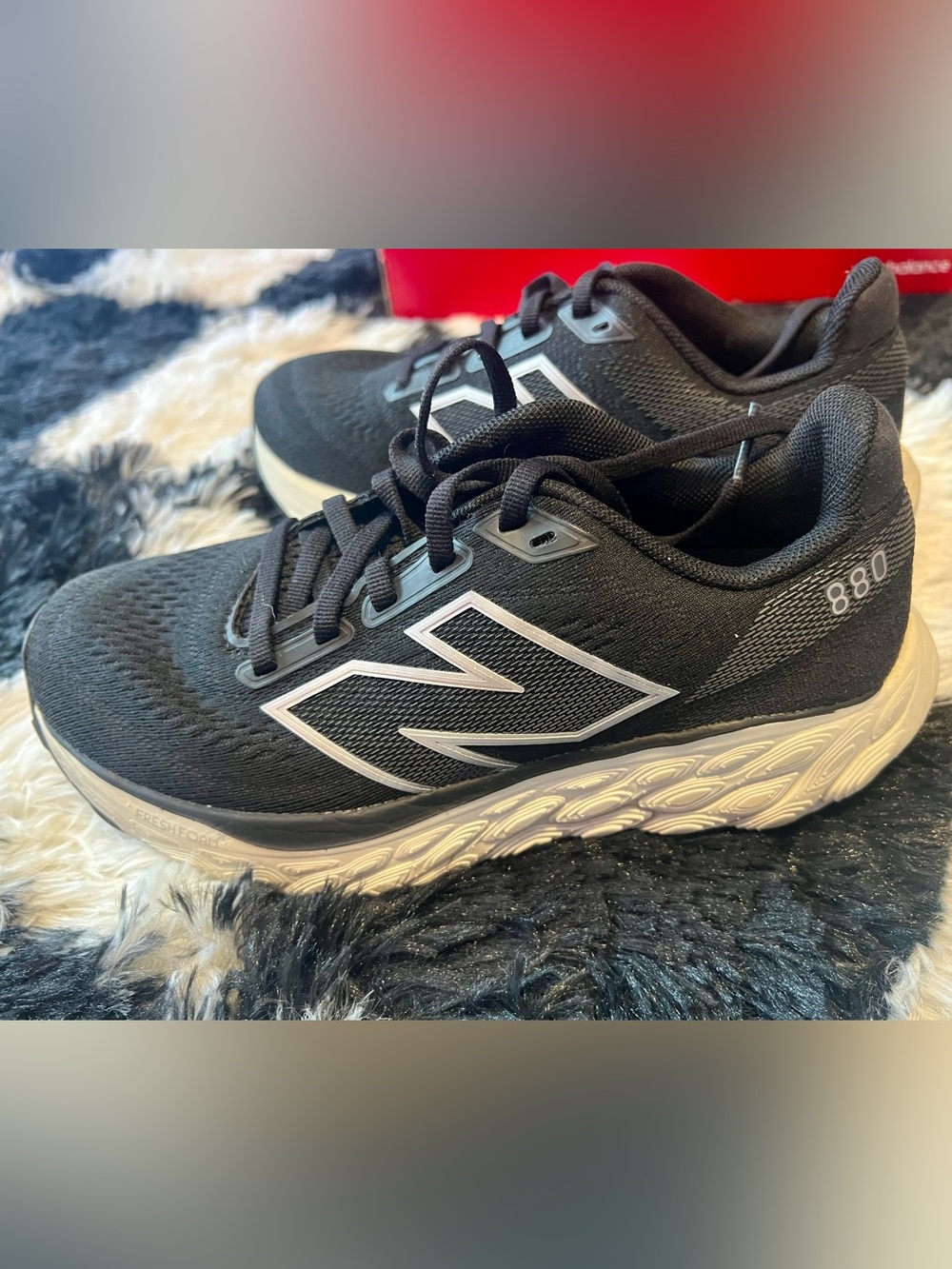 New Balance Women's Black and White Cushioned Running Shoes